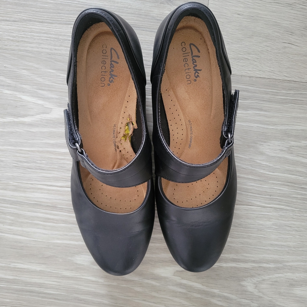 Clarks Women's Black Mary Jane Shoes Size 8.5 Wide - Picture 7 of 8